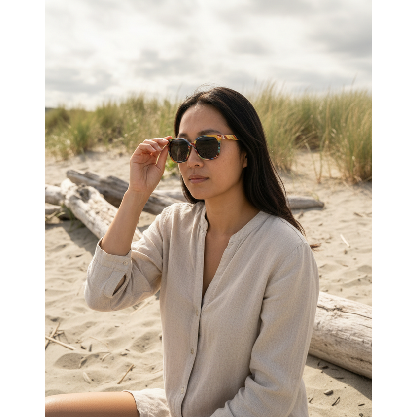 Waves Ocean - wooden sunglasses | Turtle Island Atelier